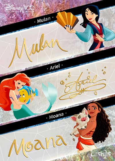 2023 Kakawow Cosmos Disney 100 All-Star Signature Trilpe Mulan Ariel Moana